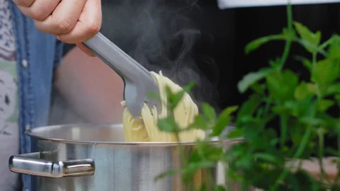 Cooked Spaghetti Slow Motion  Stock Footage 93064062