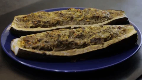 Cooked squash on a plate Stock Footage 119781327