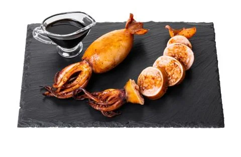 Cooked squid close-up Foto stock
