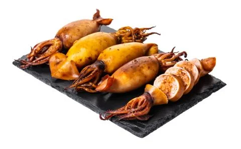 Cooked squid close-up Stock Photos