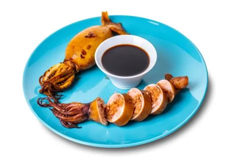 Cooked squid close-up Stock Photos