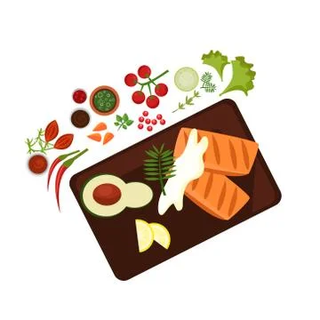 Cooked Steak on Plate. Vector Illustration Stock Illustration