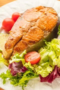 Cooked steak red fish Stock Photos