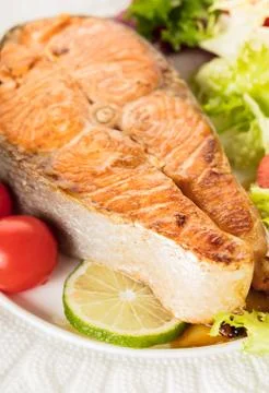 Cooked steak red fish Stock Photos