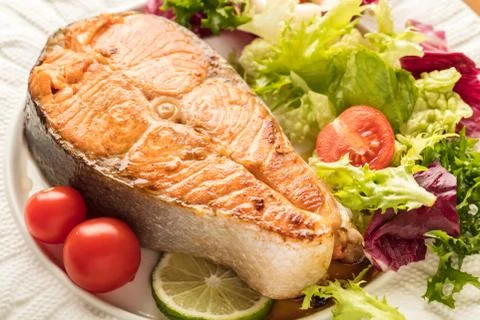 Cooked steak red fish Stock Photos