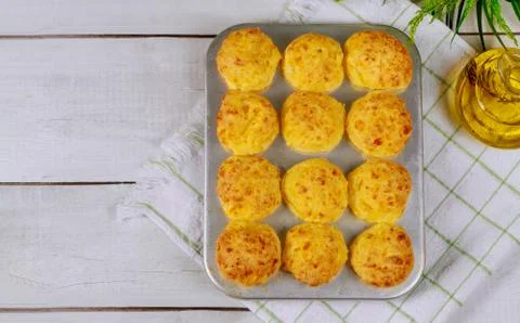 Cooked tasty cheese bread called chipa. Stock Photos