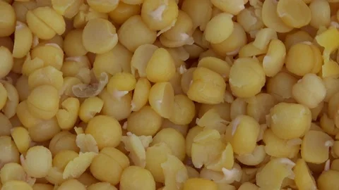Cooked yellow peas rotating turntable clockwise. 4K Stock Footage 141253550