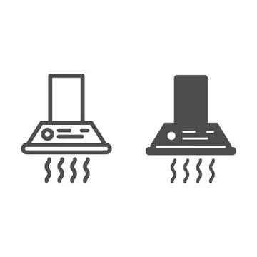 Cooker hood line and solid icon, Kitchen appliances concept, extractor sign on Stock Illustration