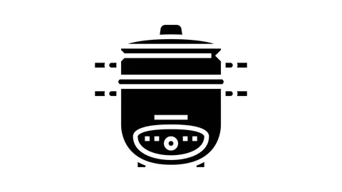 Cooker rice device glyph icon animation Stock Footage 222822324