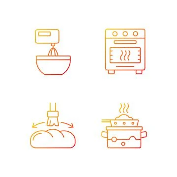 Cookery gradient linear vector icons set Illustrazione stock