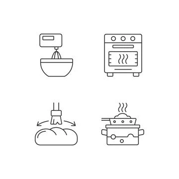 Cookery linear icons set Stock Illustration