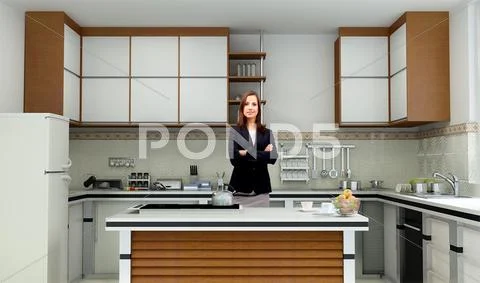 Cookery Show 001 TV Studio Set - Virtual Green Screen Background PSD PSD Template