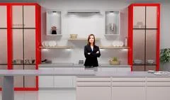 Cookery Show 003 TV Studio Set - Virtual Green Screen Background PSD PSD Template