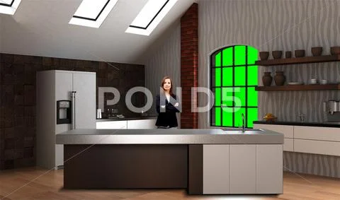 Cookery Show 004 TV Studio Set - Virtual Green Screen Background PSD PSD 模板