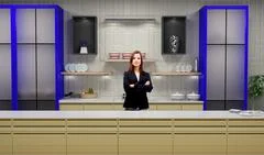 Cookery Show 006 TV Studio Set - Virtual Green Screen Background PSD PSD Template