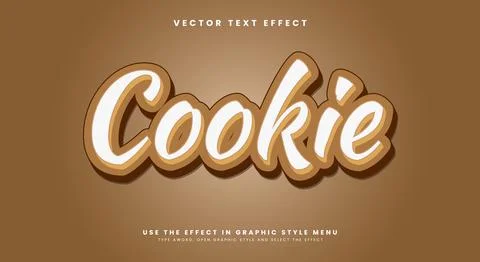 Cookie 3d editable text effect Template Stock Illustration