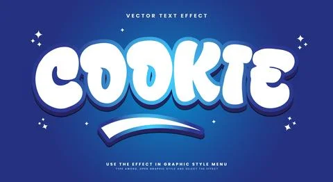 Cookie 3d editable text effect template Illustrazione stock