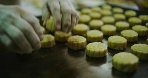 Cookie and Biscuit Factory Specializing in Moon Cakes at Miri, East Malaysia Stock Footage 148676562