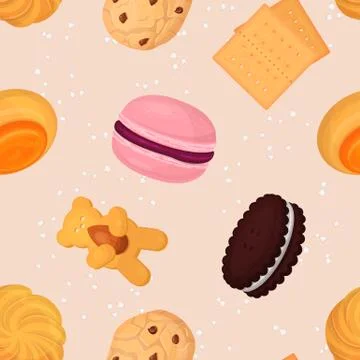 Cookie and biscuits vector baking pastry and baked cooking for breakfast in Illustrazione stock
