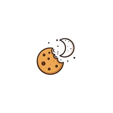 Cookie and crescent moon whimsical illustration evokes bedtime snack nostal.. Stock Illustration