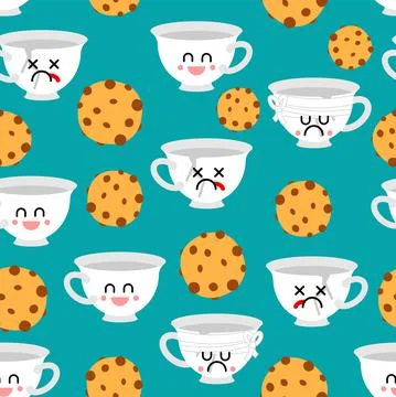 Cookie and cup coffee pattern seamless. Vector background Illustrazione stock