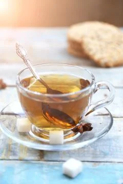Cookie and cup of tea Stock Photos