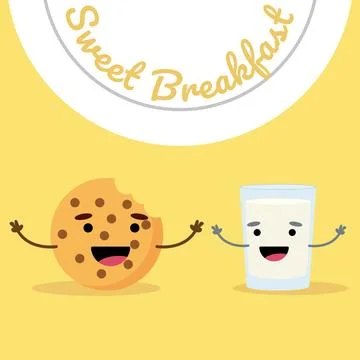 Cookie and milk buddies. Vector Illustration
