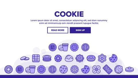 Cookie Baked Dessert Landing Header Vector Illustrazione stock