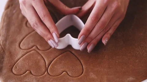 Cookie baking homemade dessert hands cutter dough Stock Footage 158382477