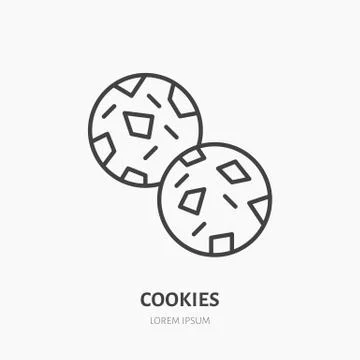 Cookie, biscuit flat logo, line icon. Sweet food vector illustration. Sign for Stock Illustration