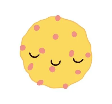 Cookie, biscuit with pink chips, berries with cute face illustration isolated Stock Illustration