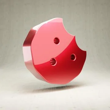 Cookie Bite icon. Red glossy metallic Cookie Bite symbol isolated on white co Ilustração Stock