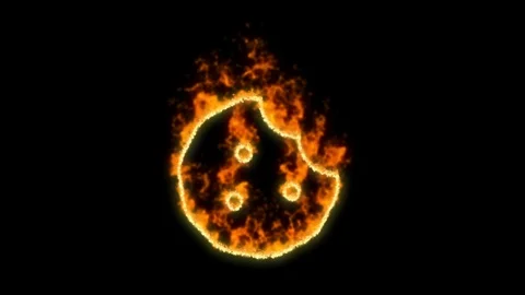 Cookie bite symbol inflames. Then disappears. In - Out loop. Alpha channel Stock Footage 103397442