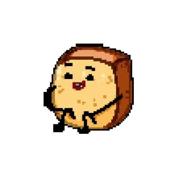 Cookie bread character pixel art vector illustration Stock Illustration
