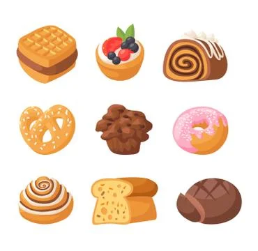 Cookie cakes isolated vector Stock Illustration