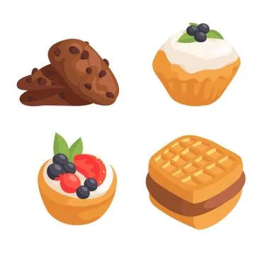 Cookie cakes isolated vector Stock Illustration