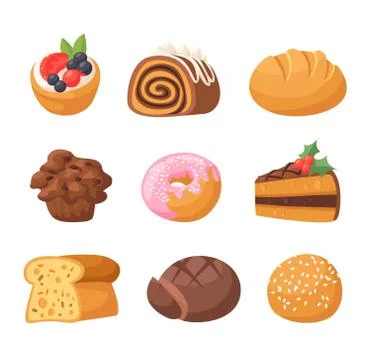 Cookie cakes isolated vector Stock Illustration