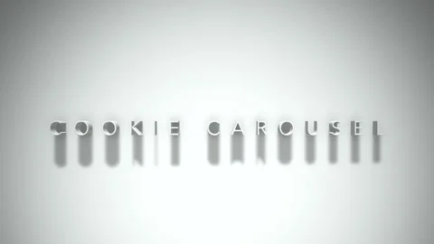 COOKIE CAROUSEL 3D title animation with shadows on a white background Stock Footage 296758154