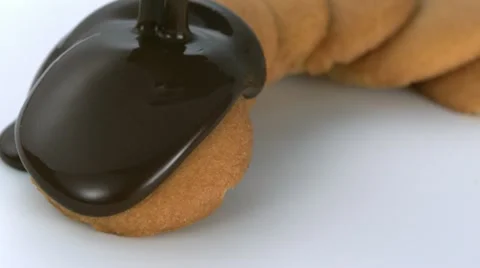 Cookie with chocolate, Slow Motion Stock Footage 10862324