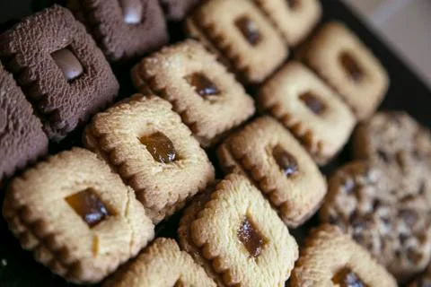 Cookie cocoa and jam Stock Photos