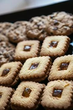 Cookie cocoa and jam Stock Photos