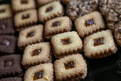 Cookie cocoa and jam Stock Photos