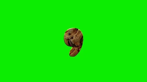 Cookie comma punctuation mark animation isolated on green screen background Stock Footage 340276177