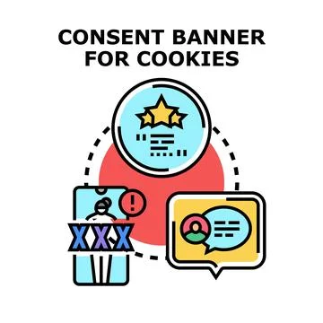 Cookie consent banner management system concept Stock Illustration