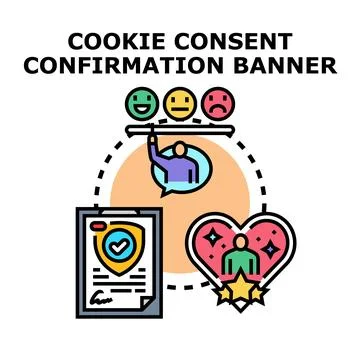 Cookie consent confirmation concept for data protection Stock Illustration