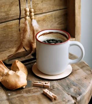 Cookie with cup of coffee Stock Photos