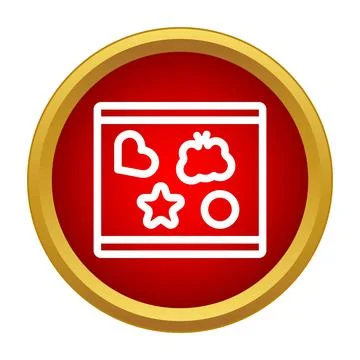 Cookie cutters on baking sheet icon concept Stock Illustration