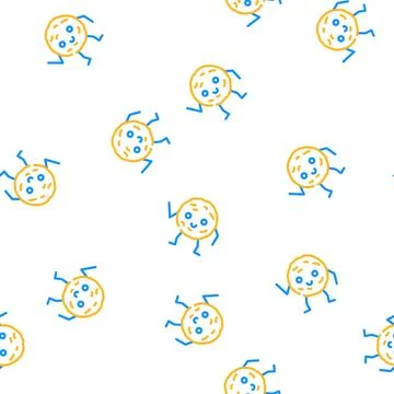 Cookie dessert character vector seamless pattern Stock Illustration