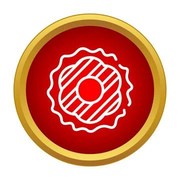 Cookie dessert icon in red circle button Stock Illustration