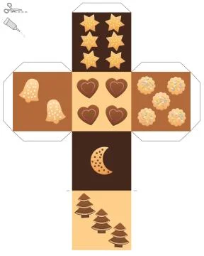 Cookie Dice Template Stock Illustration